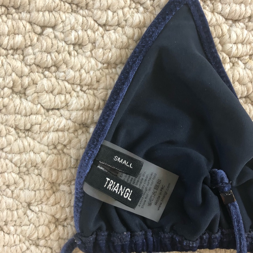 royal blue velvet triangl bikini set